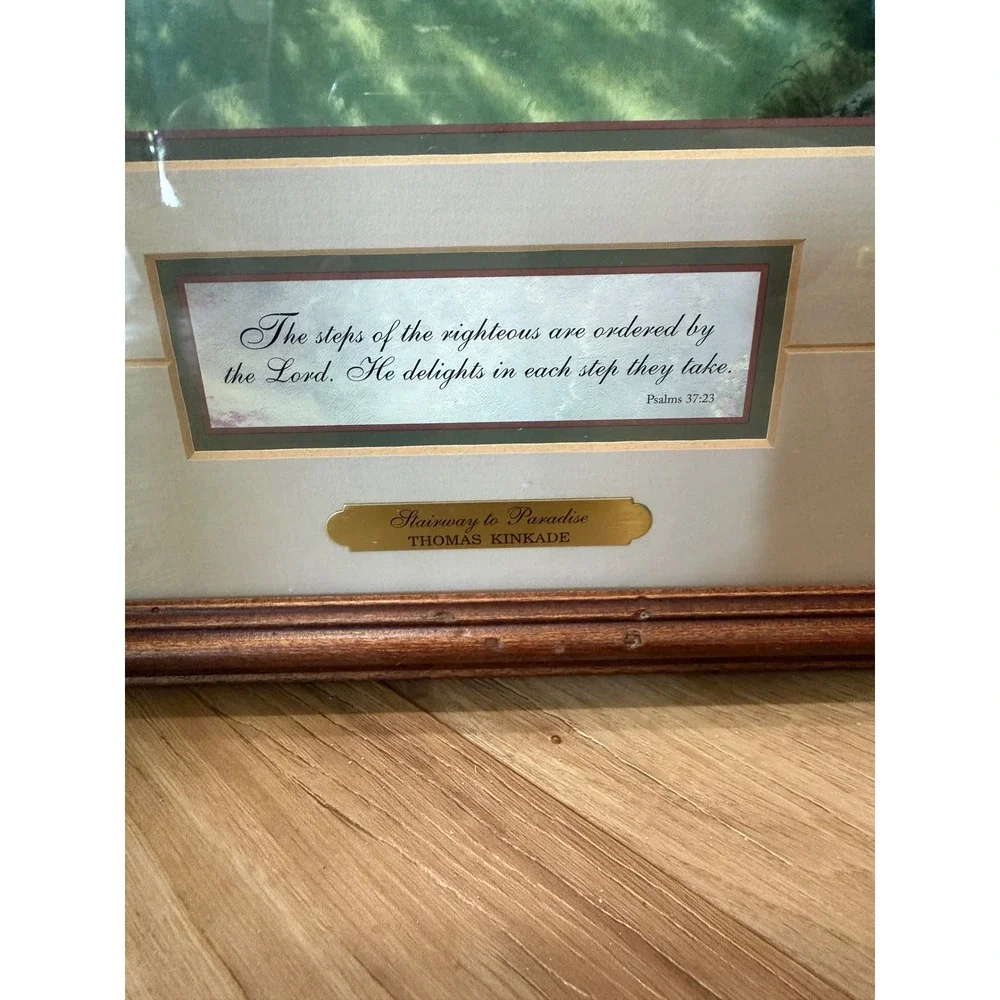 Thomas Kinkade Stairway to Paradise Framed Accent Print Psalm 37:23 COA 15x16